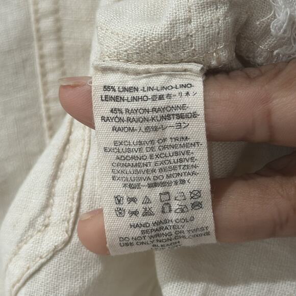 Free People Revolve Tomboy Linen Shorts Size S Color is Cream Oversized - Picture 8 of 14